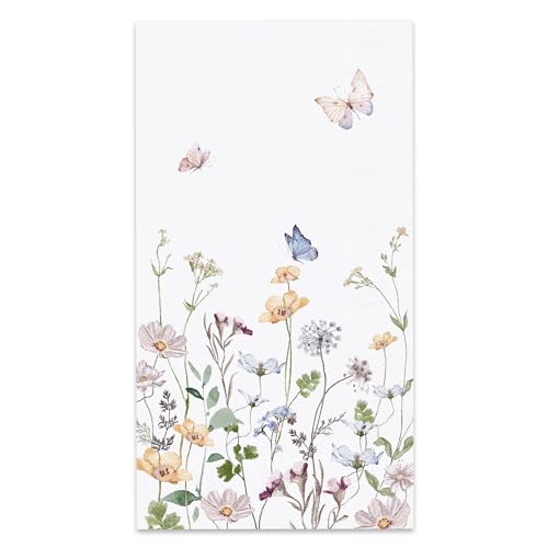 Audree 100 Pack Floral Disposable Napkins Decorative 3Ply Guest Napkins for Bathroom Dinner Wedding Bridal Shower Baby Shower Birthday and Tea Party